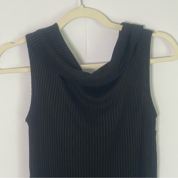 Michael Kors off shoulder ribbed midi bodycon black party cocktail dress Size M - Picture 6 of 15